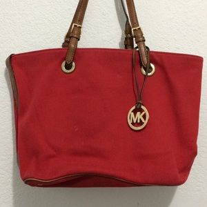 Michael Kors Red Canvas Tote As Is